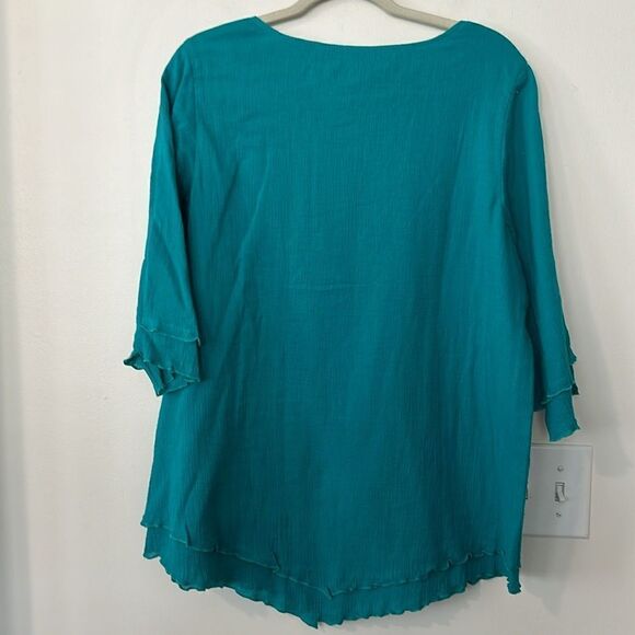 Soft Surroundings Teal Relaxed Fit Top L - Picture 4 of 6